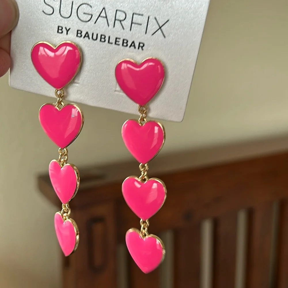 Sugar fix by Baublebar hot pink heart dangle drop earrings